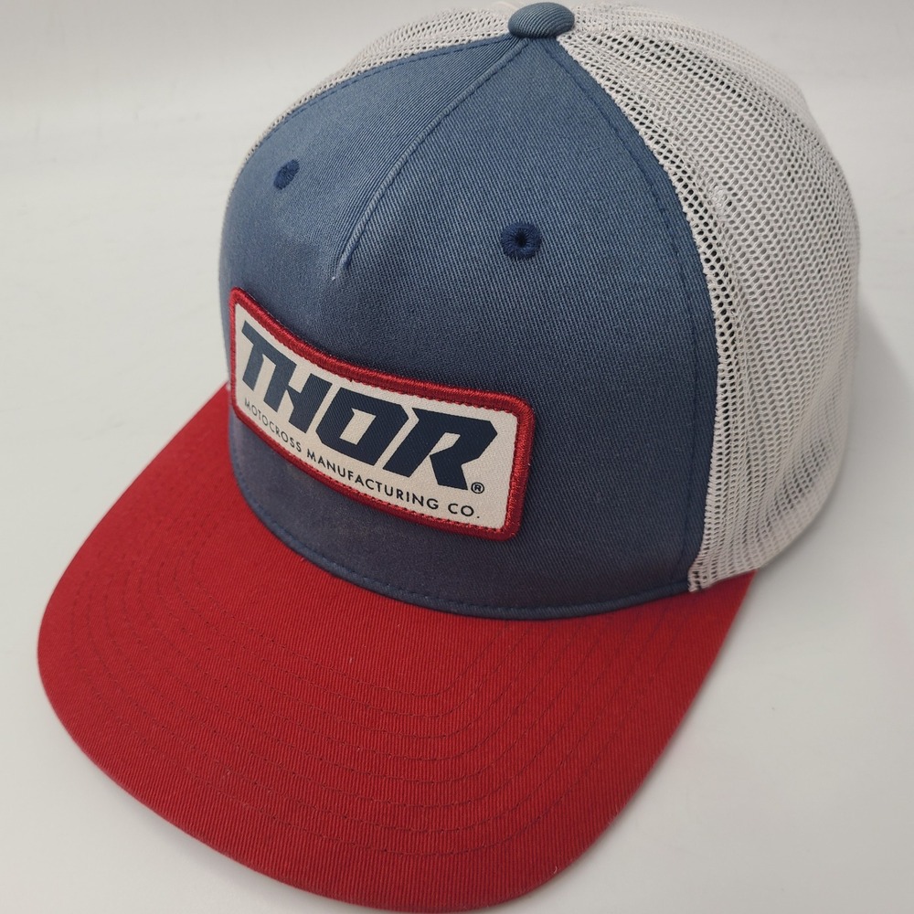 Thor Hat Snapback Trucker Mesh Blue Red White Motocross MX Dirtbike Racing Men